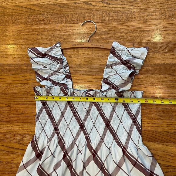 Hill House Ellie Nap Dress in Matilda Plaid Sz L Ruched Bodice Tiered Ruffles - Picture 7 of 9
